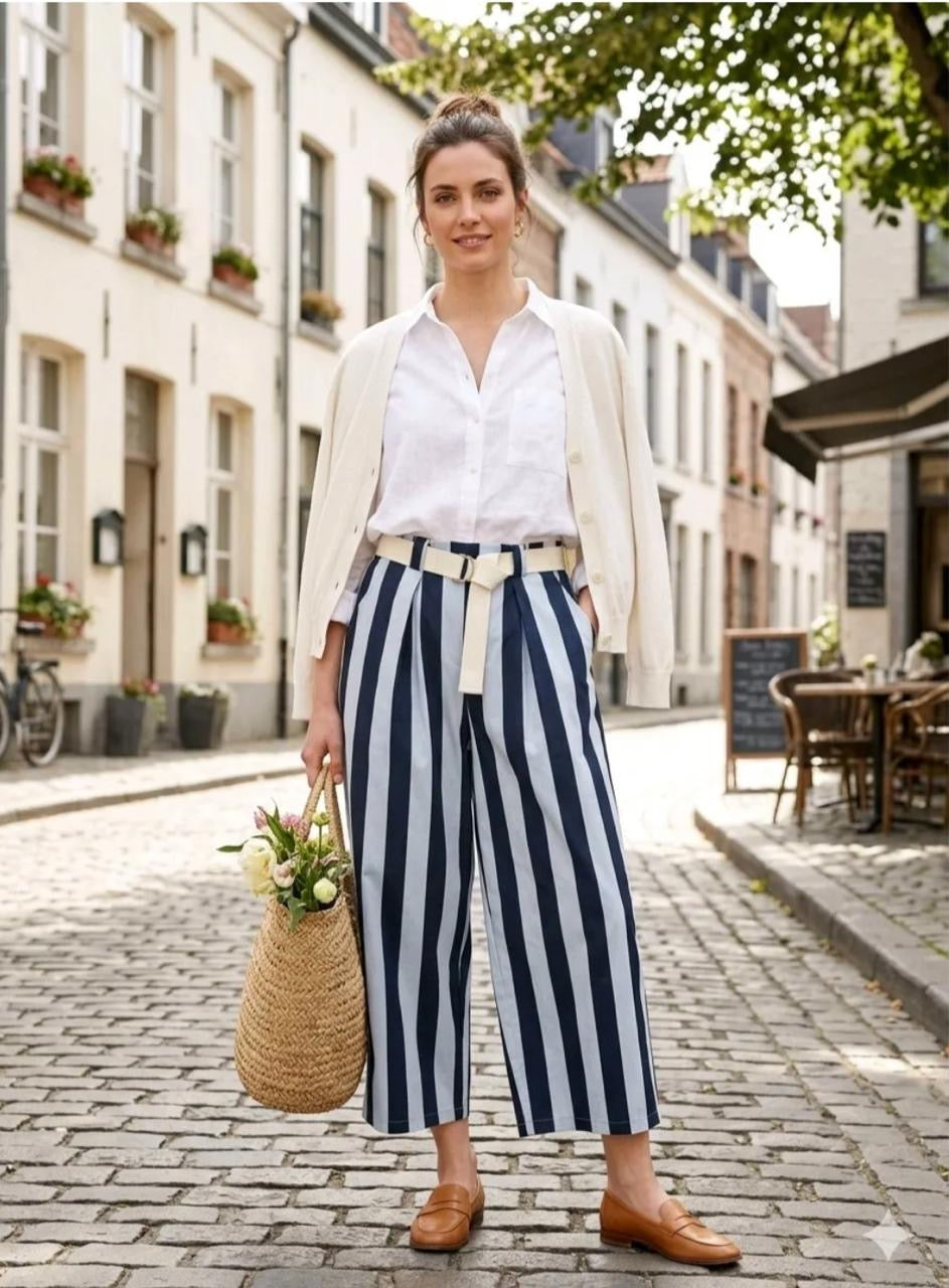Pantalon Barrel Rayé Lola